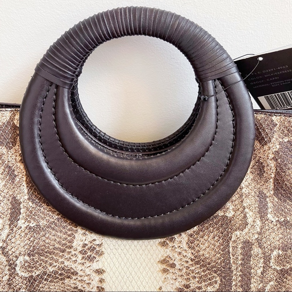 Genuine Leather Brown Ivory Python Print Tote NEW… - image 2